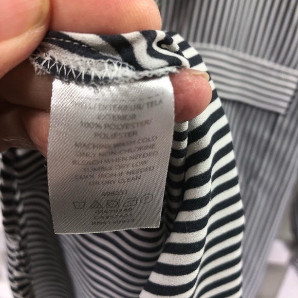 Loft Striped Button Up Blouse Top Roll Tab Sz XS Office Career Casual Minimalist - Picture 5 of 6